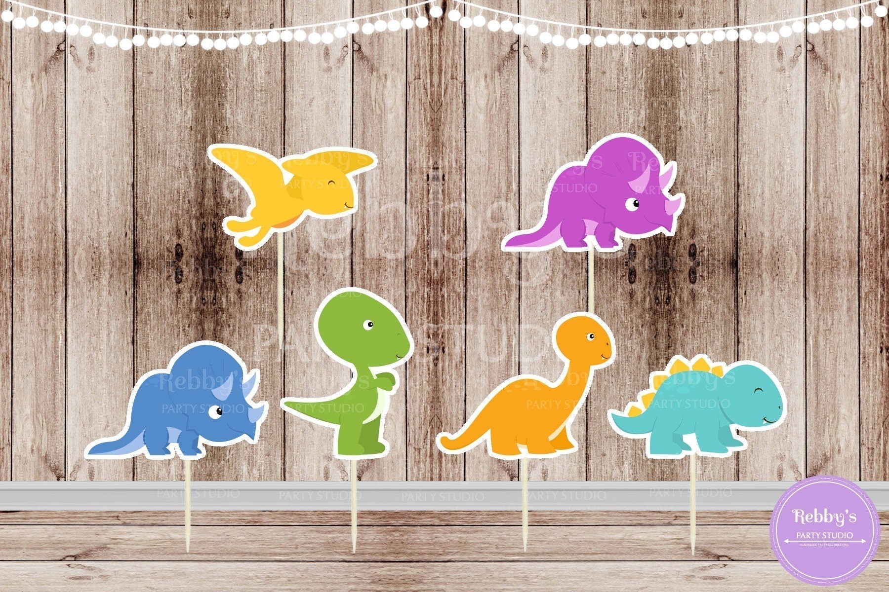 Dinosaur Theme Party - Set of 12 Assorted Dinosaurs Cupcake Toppers