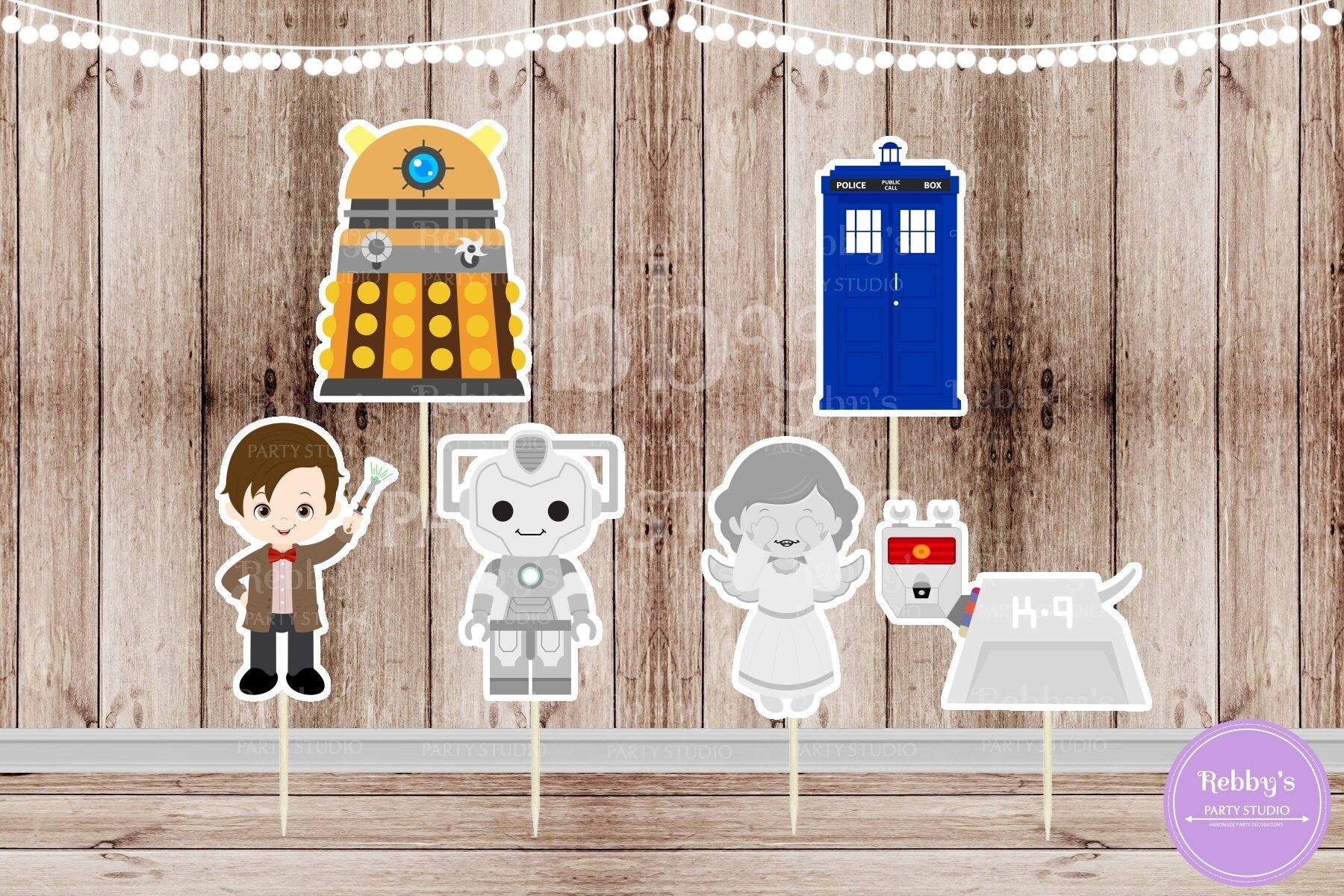 Space Detective Party - Set of 12 Assorted Detective Who Inspired Cupcake Toppers