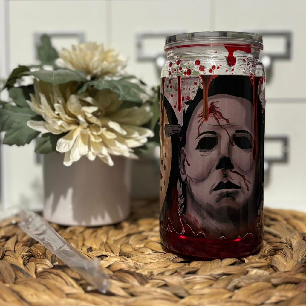 Horror 16oz Acrylic Snow Globe Drip Tumbler, Plastic Double-Walled Halloween Cup