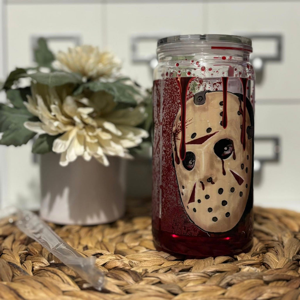 Horror 16oz Acrylic Snow Globe Drip Tumbler, Plastic Double-Walled Halloween Cup