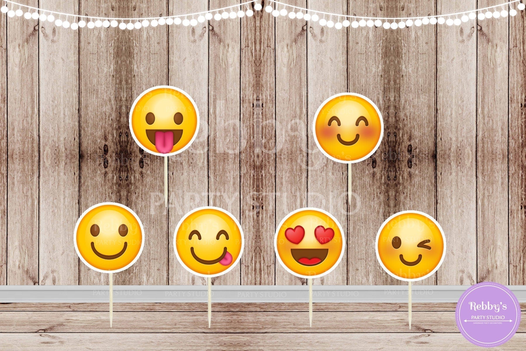 Emoji Party - Set of 12 Assorted 1.5" Emoji Inspired Small Cupcake Toppers