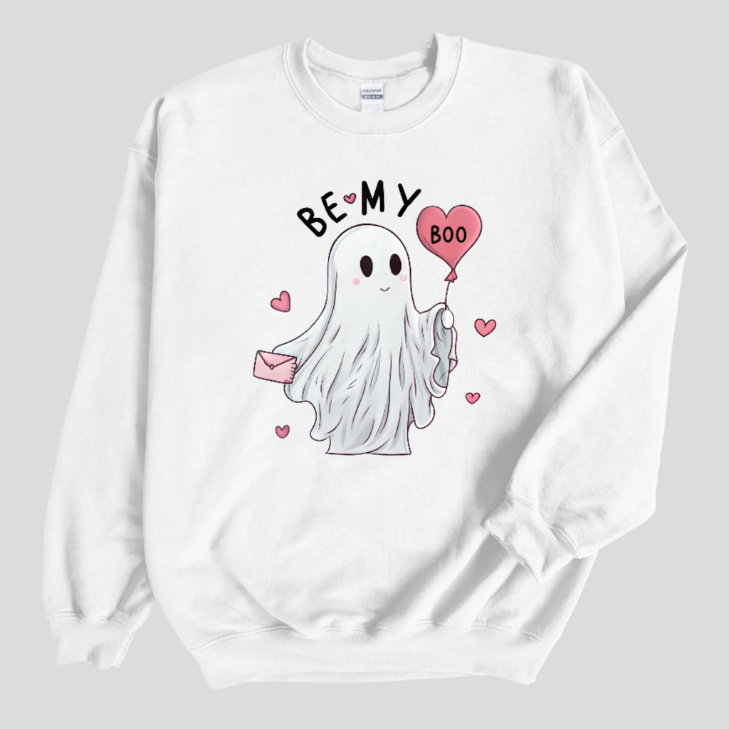 Be My Boo Ghost Valentines Sweatshirt, Adult Unisex Sweater
