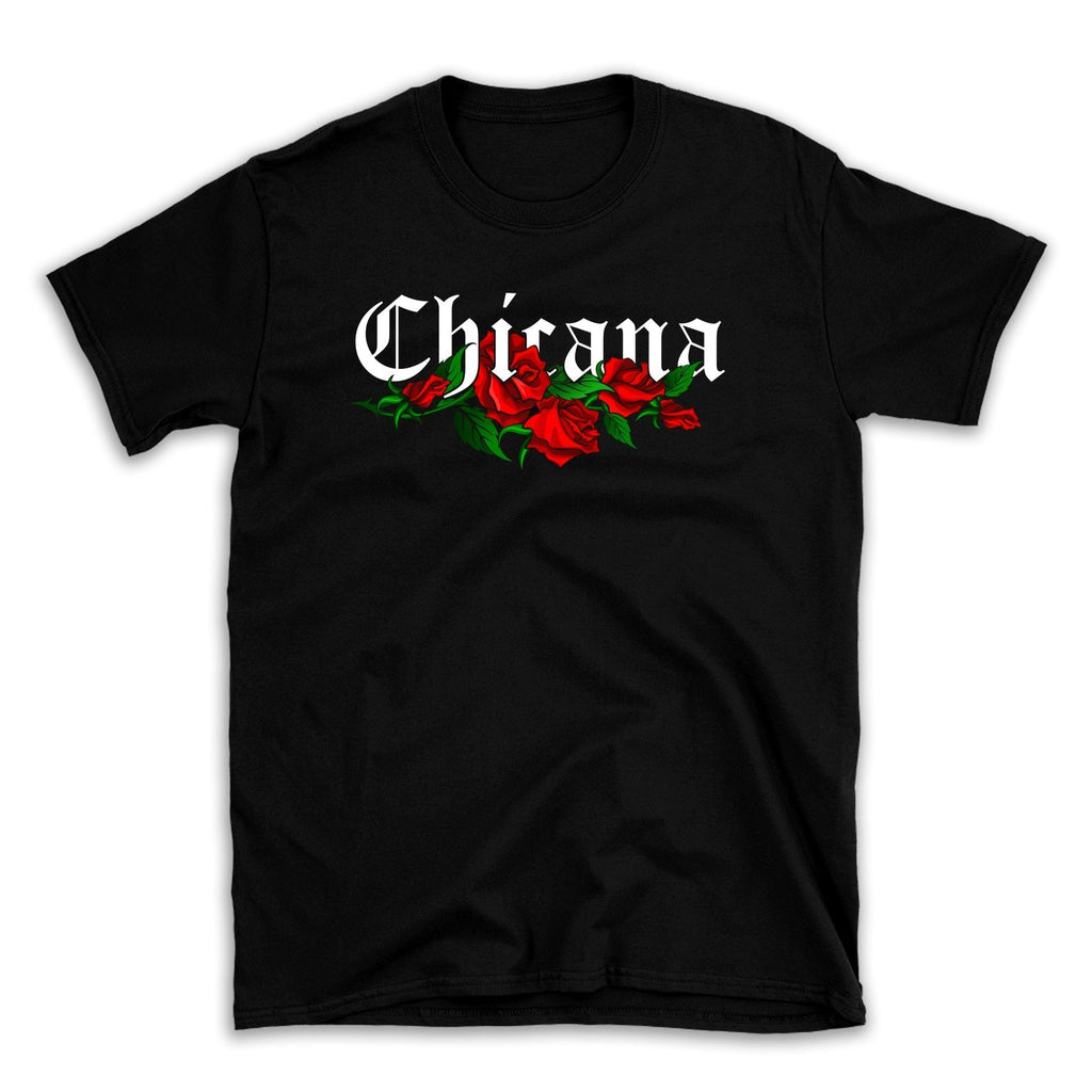 Chicana T-Shirt: Mexican Pride, Red Roses, Cotton Tee