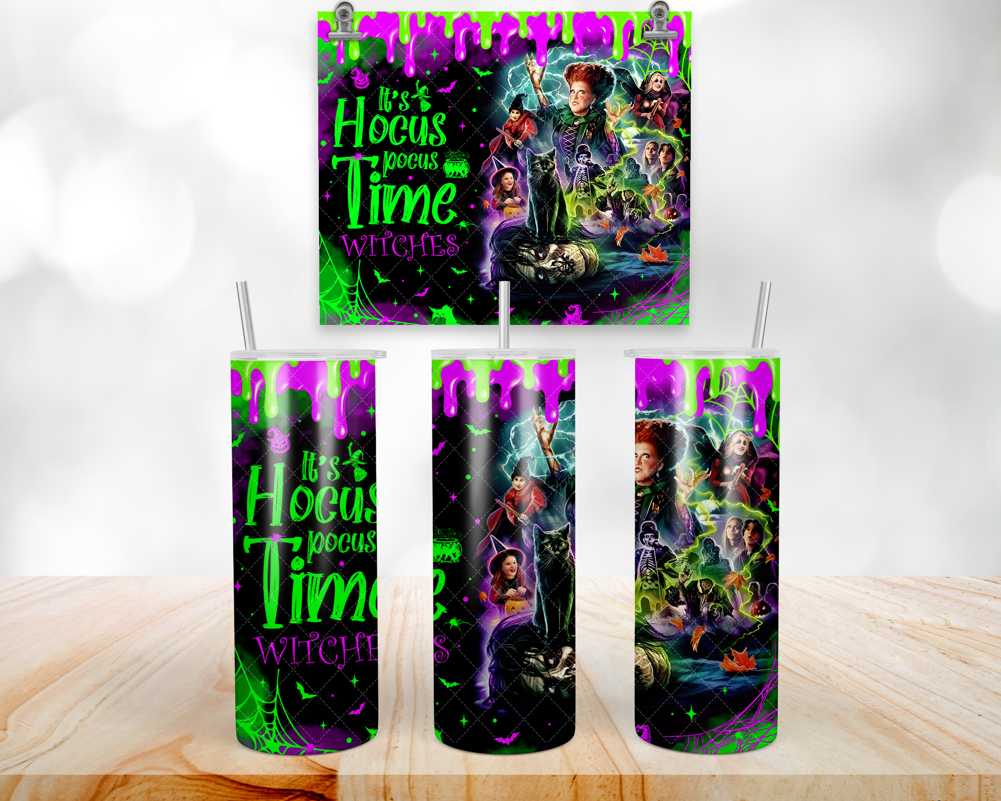 Hocus Time Witches 20oz Insulated Glow in the Dark Tumbler with Straw