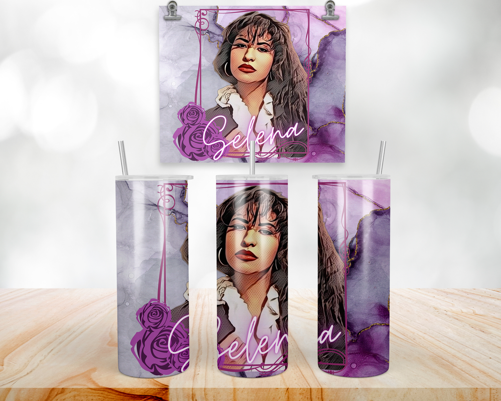Purple Marble Rose 20oz Insulated Tumbler with Straw