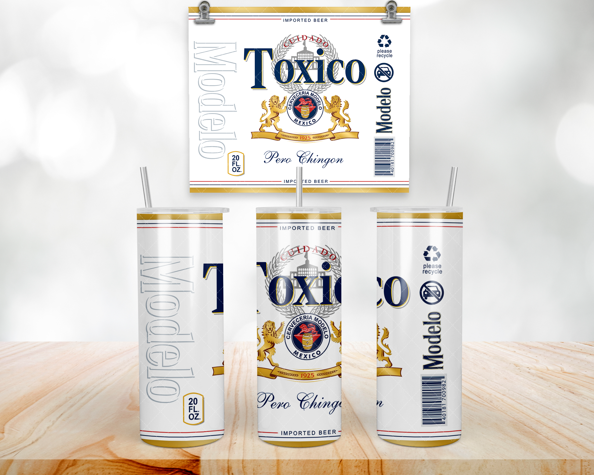 Toxico Pero Chingon 20oz Insulated Tumbler with Straw