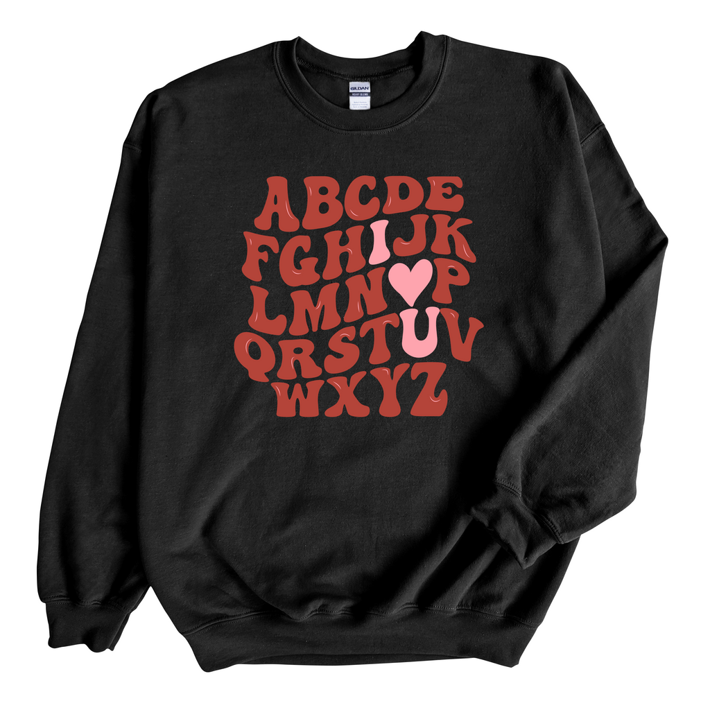 Alphabet I Love U Sweatshirt, Adult Unisex Sweater
