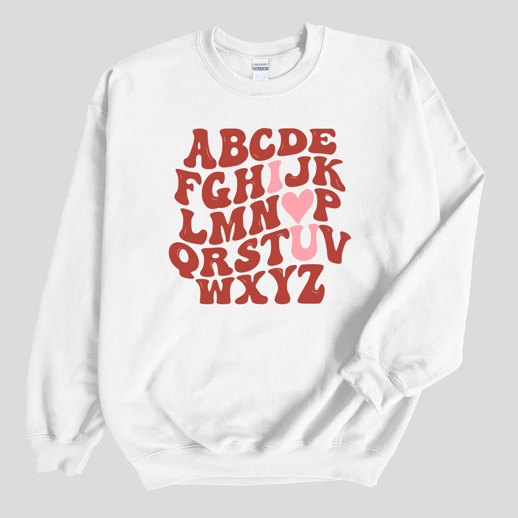Alphabet I Love U Sweatshirt, Adult Unisex Sweater