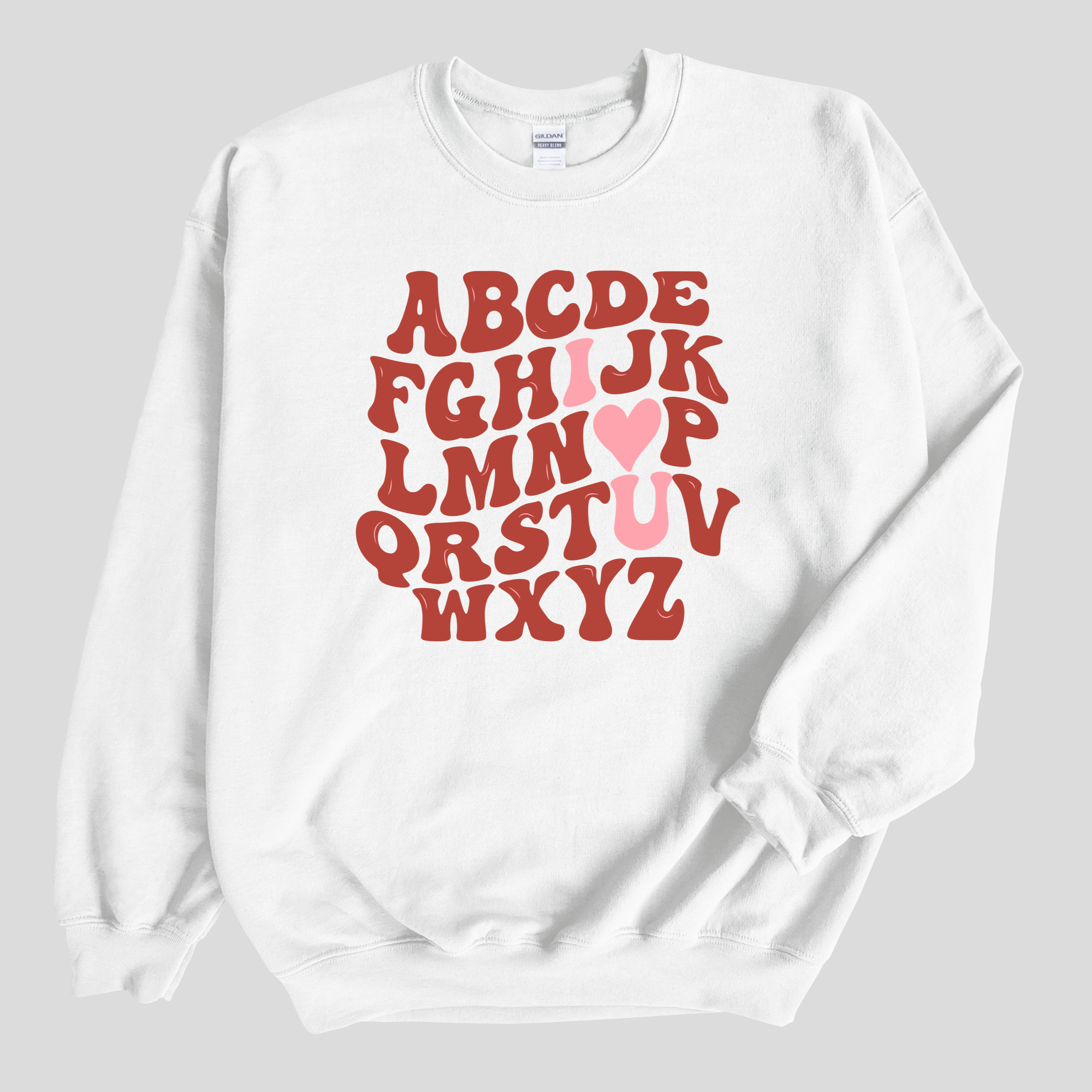Alphabet I Love U Sweatshirt, Adult Unisex Sweater