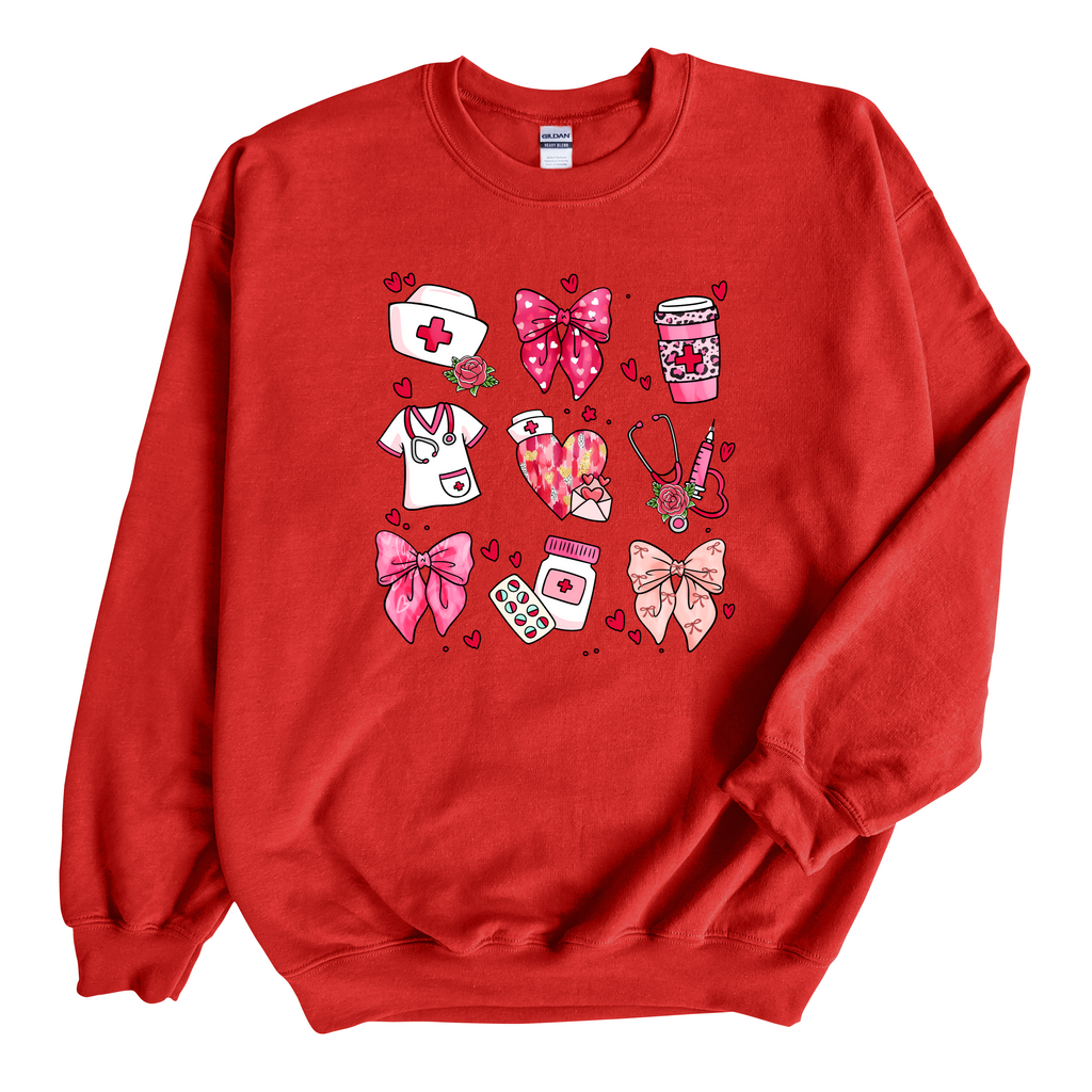Nurse Coquette Bow Sweatshirt, Adult Unisex Sweater