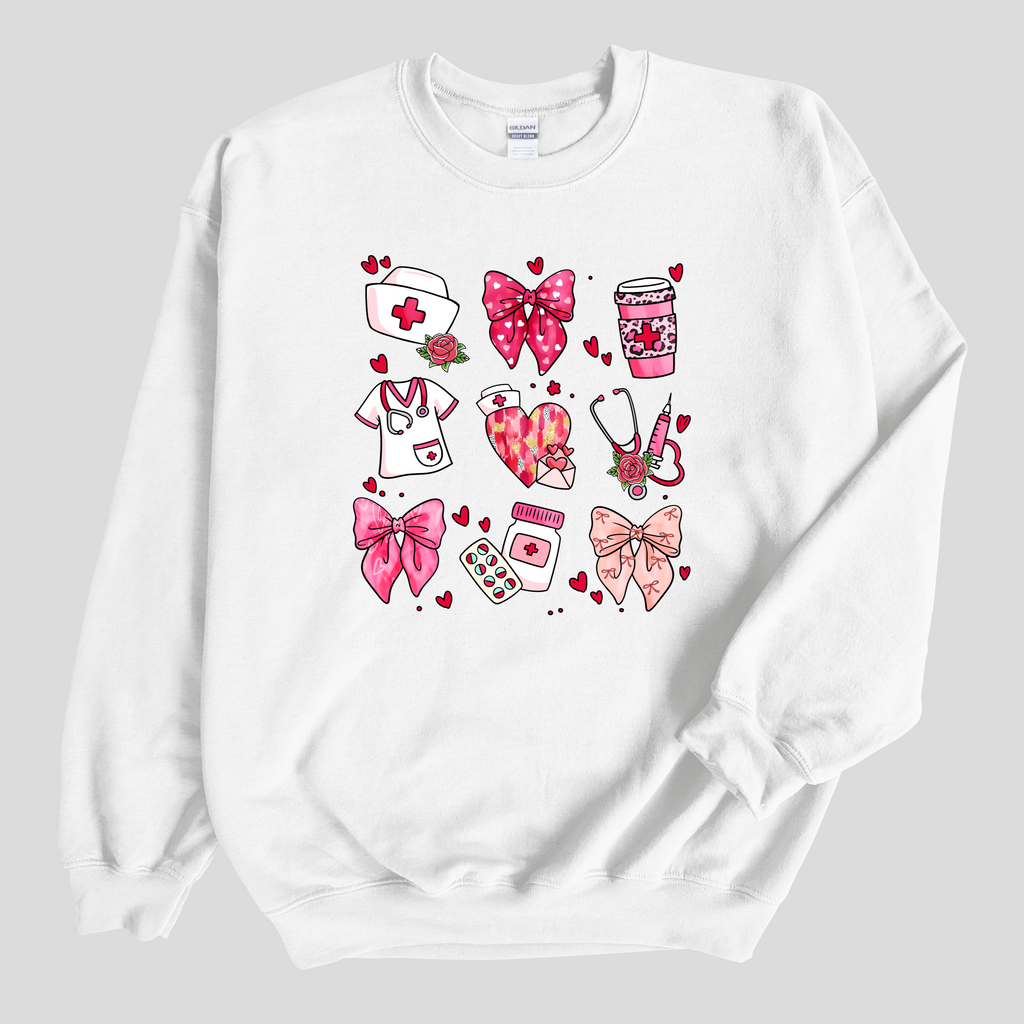 Nurse Coquette Bow Sweatshirt, Adult Unisex Sweater