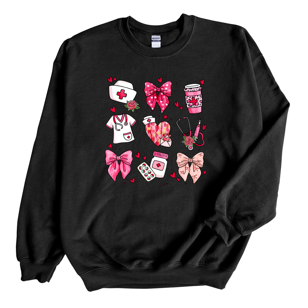 Nurse Coquette Bow Sweatshirt, Adult Unisex Sweater