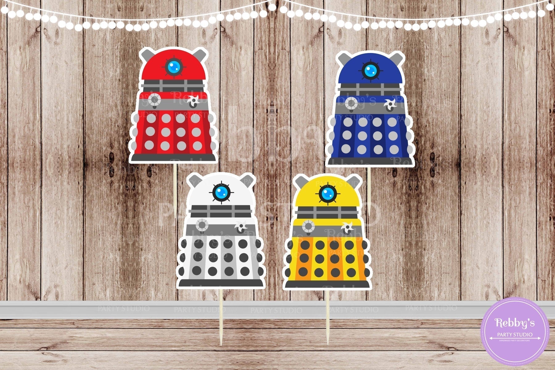 Space Detective Party - Set of 12 Assorted Evil Robots Inspired Cupcake Toppers