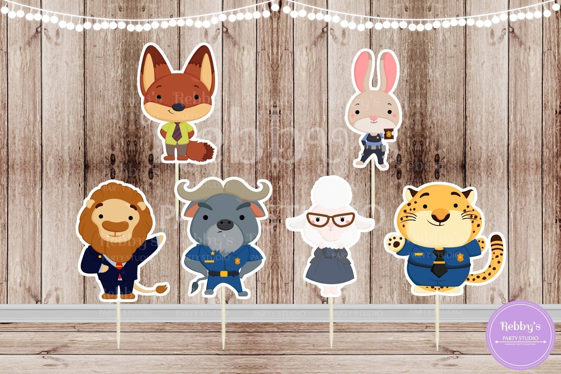 Zoo Animal Party - Set of 12 Assorted Animal Kingdom Inspired Cupcake Toppers