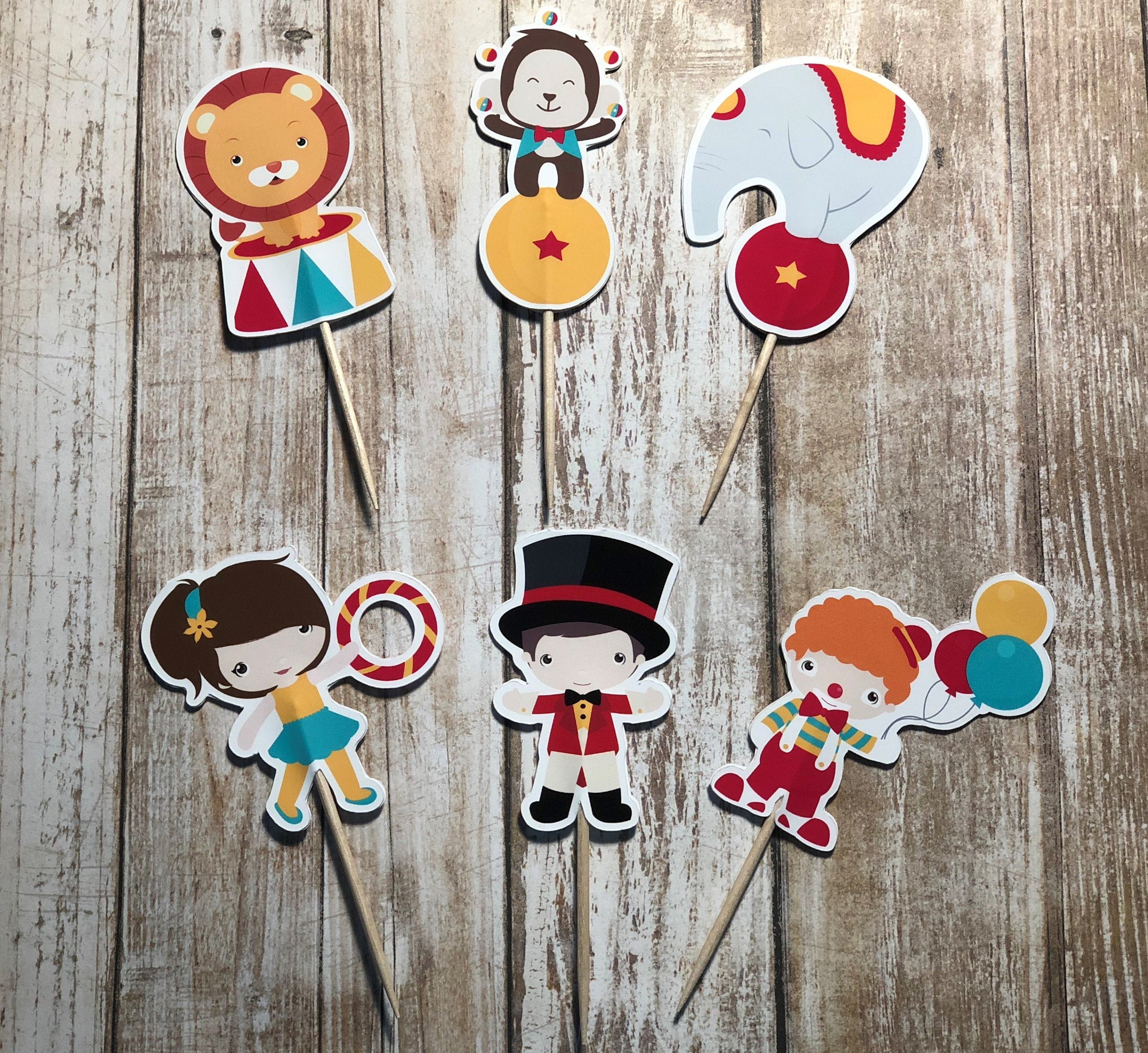 Circus Theme Party - Set of 12 Assorted Circus Cupcake Toppers