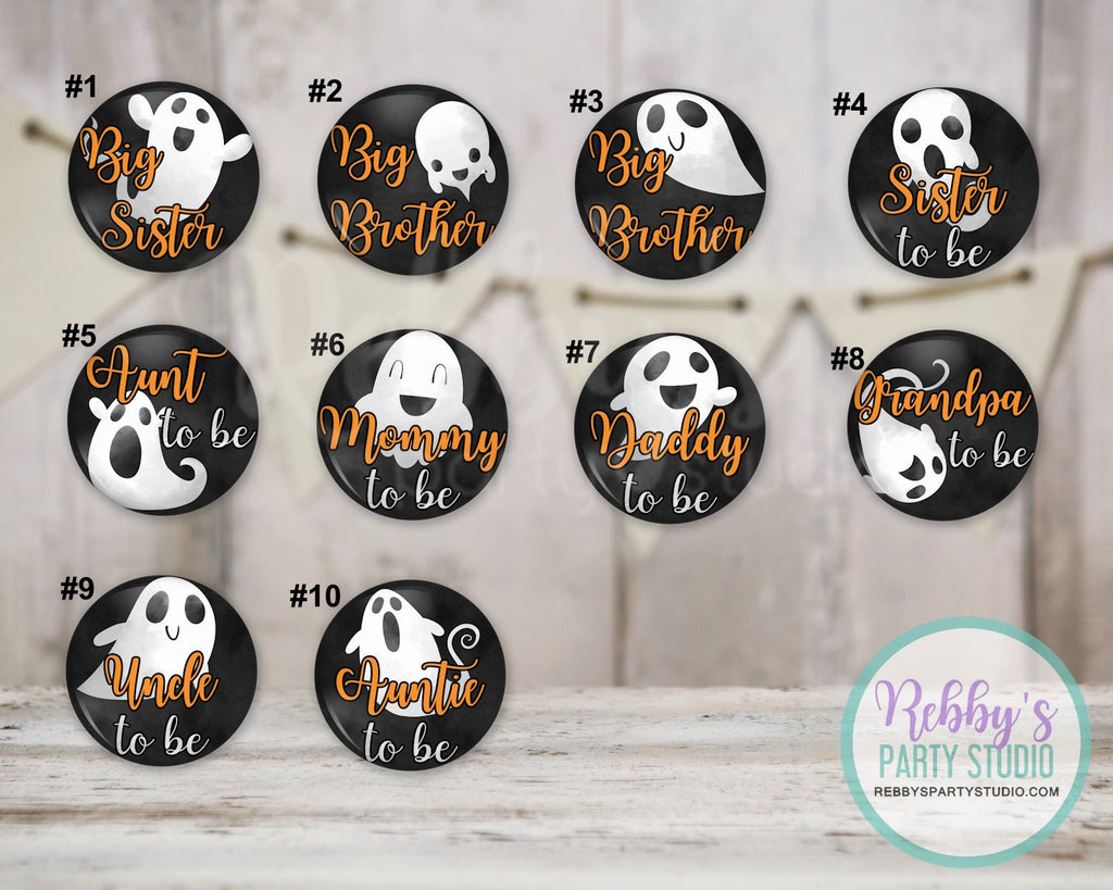 Little Boo Baby Shower Party, Lovely Ghost Pinback Button, Personalized Pin Button, Little Boo Button Badge