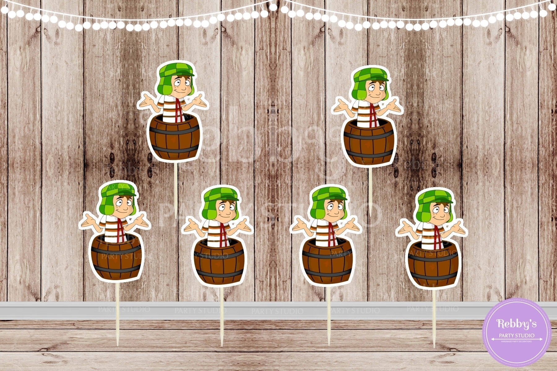 Chavo del Ocho Party - Set of 12 Chavo en el Barril Inspired Cupcake Toppers