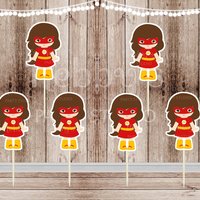 Action Superhero Girl Party - Set of 12 Girl Flash Inspired Cupcake Toppers