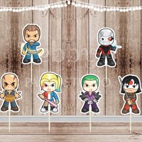 Superhero Villain Party - Set of 12 Assorted Suicide Super Villains Inspired Cupcake Toppers