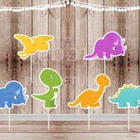 Dinosaur Theme Party - Set of 12 Assorted Dinosaurs Cupcake Toppers