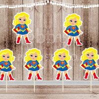 Superhero Girl Party - Set of 16 Blonde Supergirl Inspired Cupcake Toppers