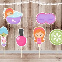 Spa Party Cupcake Toppers: Assorted Spa Girl Decorations (Set of 12)