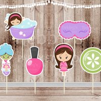 Spa Party Cupcake Toppers: Assorted Spa Girl Theme, Set of 12