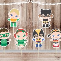 Superhero Babies - Set of 12 Assorted Baby Superheroes Team 3 Inspired Cupcake Toppers