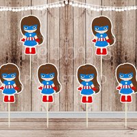 Action Superhero Girl Party - Set of 12 Captain A Girls Inspired Cupcake Toppers