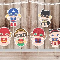 Superhero Baby Girl Cupcake Toppers - Set of 12
