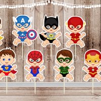 Superhero Baby Boy Cupcake Toppers - Set of 16