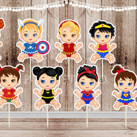 Superhero Baby Girl Cupcake Toppers - Set of 16