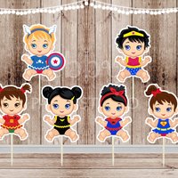 Superhero Baby Girl Cupcake Toppers - Set of 12