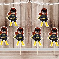 Superhero Villain Girl Party - Set of 12 Girl in Bat Costume Inspired Cupcake Toppers