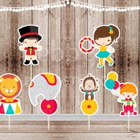 Circus Theme Party - Set of 12 Assorted Circus Cupcake Toppers
