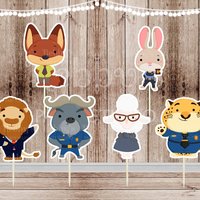 Zoo Animal Party - Set of 12 Assorted Animal Kingdom Inspired Cupcake Toppers