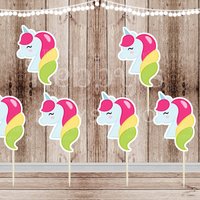 Unicorn Theme Party - Set of 12 Unicorn Cupcake Toppers