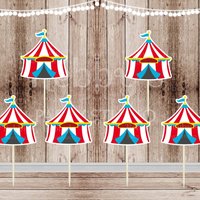 Circus Theme Party - Set of 12 Big Top Circus Tent Cupcake Toppers