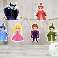 Fairy Tale Party - Set of 12 Assorted Sleeping Princess Cupcake Toppers