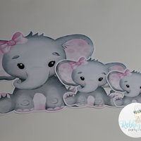 Elephant Cut Out Bundle, Girl Baby Shower Party Decor, Mixed Size Die Cuts