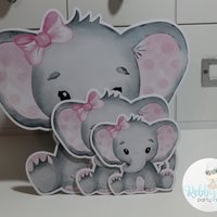 Elephant Cut Out Bundle, Girl Baby Shower Party Decor, Mixed Size Die Cuts