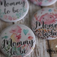 Ocean Friends Baby Shower Party, Personalized Pin Buttons, Under the Sea Mermaid Friends Name Badges