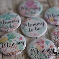 Ocean Friends Baby Shower Party, Personalized Pin Buttons, Under the Sea Mermaid Friends Name Badges