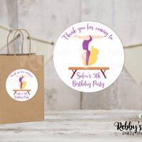 Gymnastic Girl Birthday Personalized Round Sticker