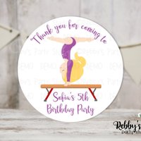 Gymnastic Girl Birthday Personalized Round Sticker