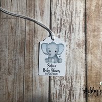 Boy Elephant Baby Shower Thank You Tags – Set of 12 Favor Tags with Twine