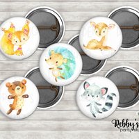 Forest Animals Mini Buttons – Party Favor Packs (1 inch)