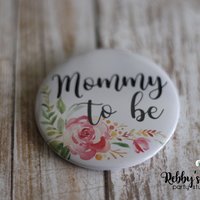 Mellow Floral Baby Shower Pin Button: Personalized Family Member Badge