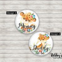 Girl Cheetah Baby Shower Pin: Mommy To Be, Personalized Button Badge