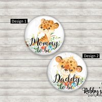 Cheetah Baby Shower Pin Button: Personalized Pinback Badge